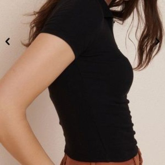 GARAGE ribbed WHITE zipper polo top - Picture 3 of 3